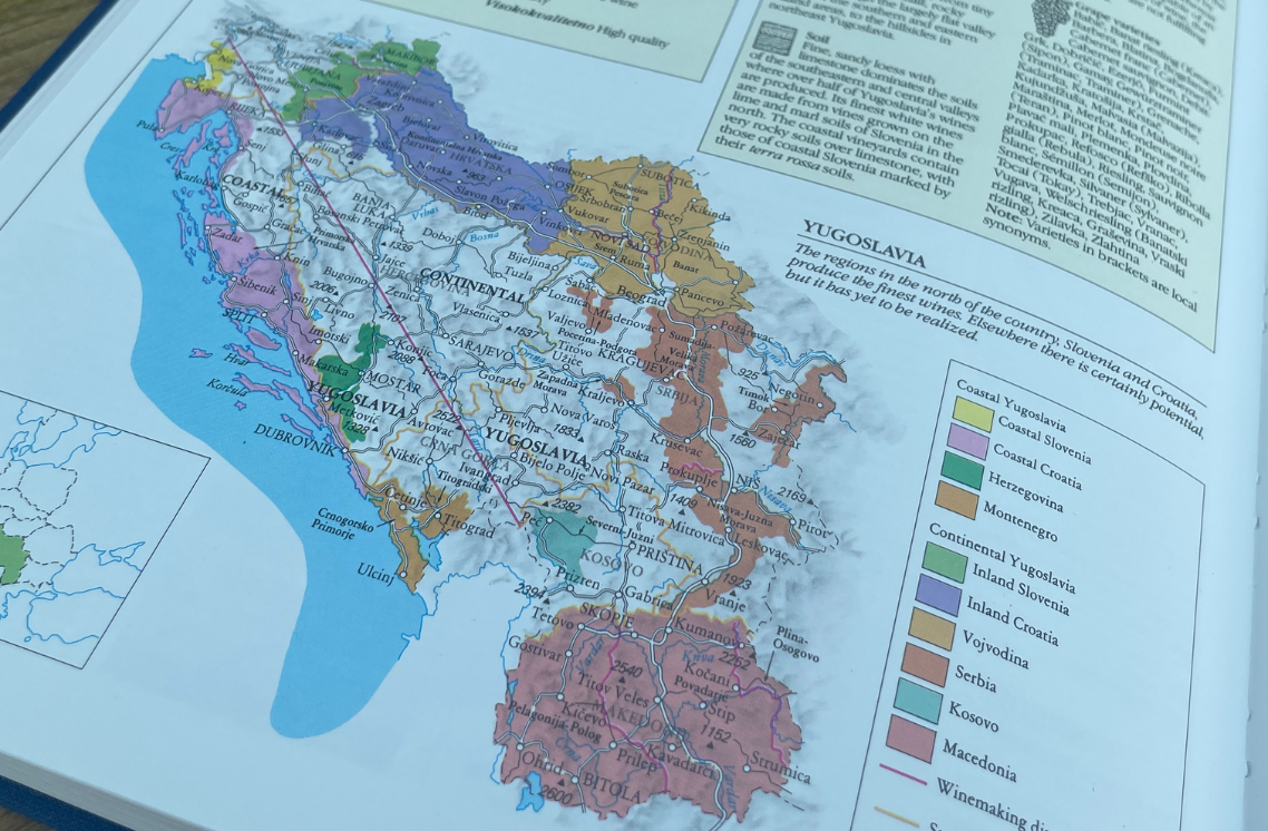 Sotheby’s World Wine Encyclopedia wine region map of Yugoslavia